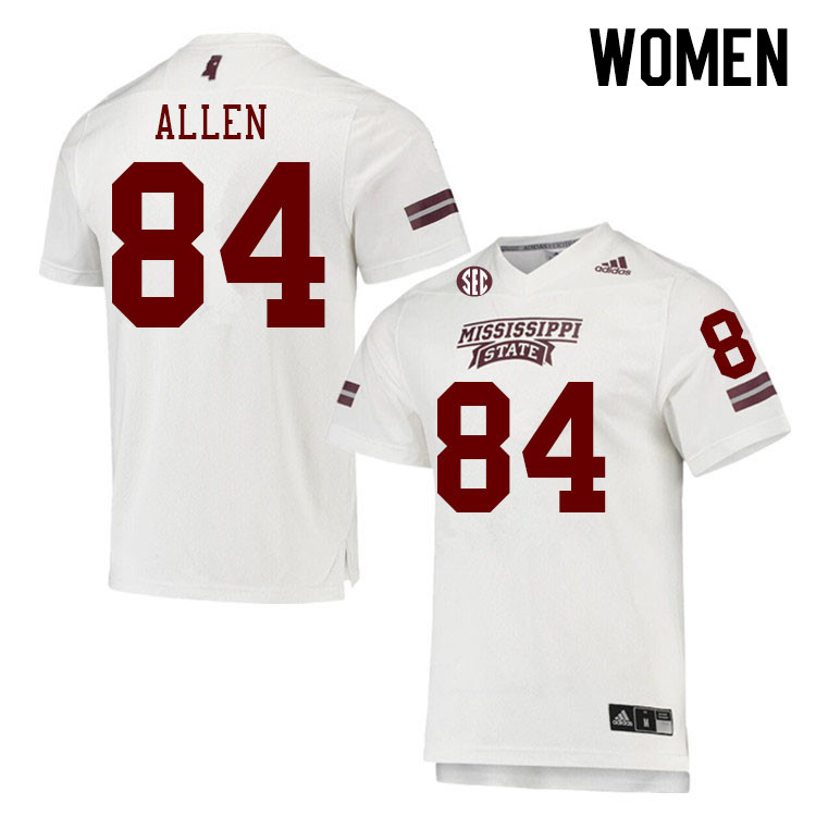 Women #84 Carson Allen Mississippi State Bulldogs College Football Jerseys Stitched Sale-White